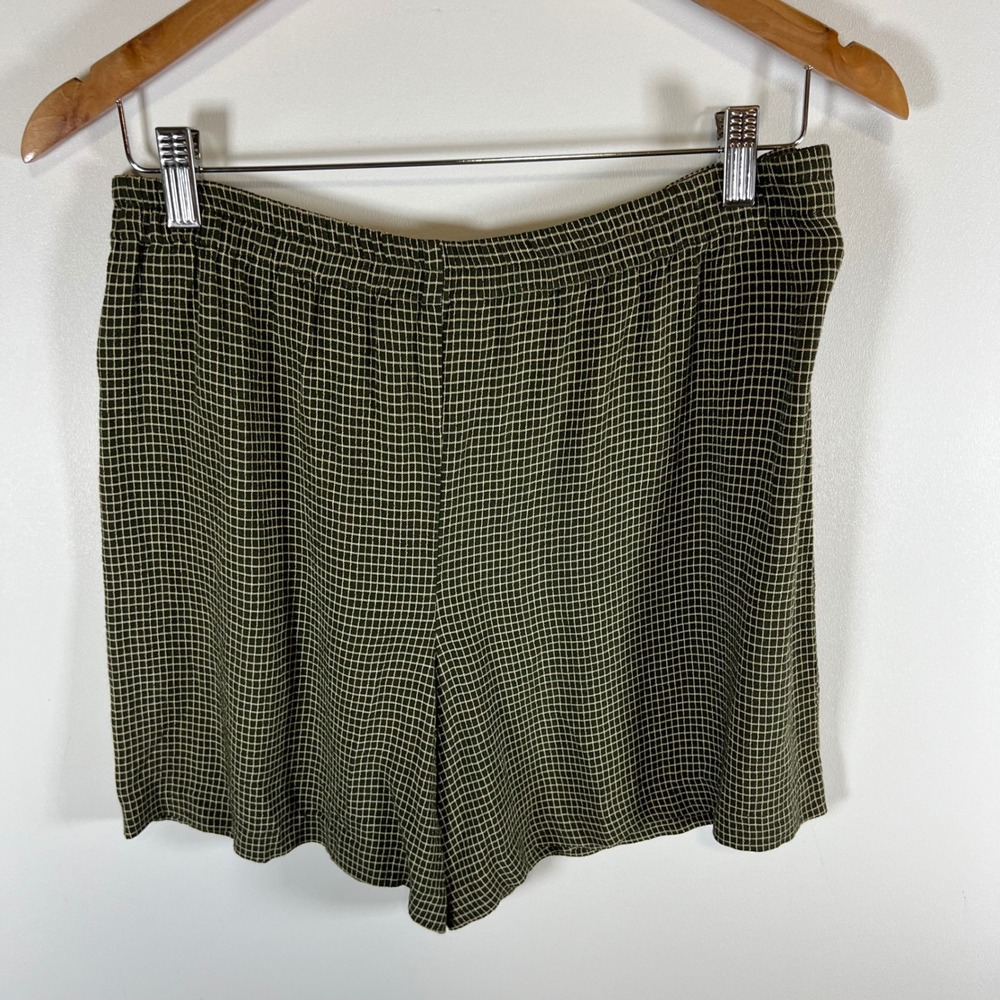 Petite Sophisticate Vintage 2 Piece Skort Set Olive Green Grid Plaid Blouse 90s - Picture 13 of 13